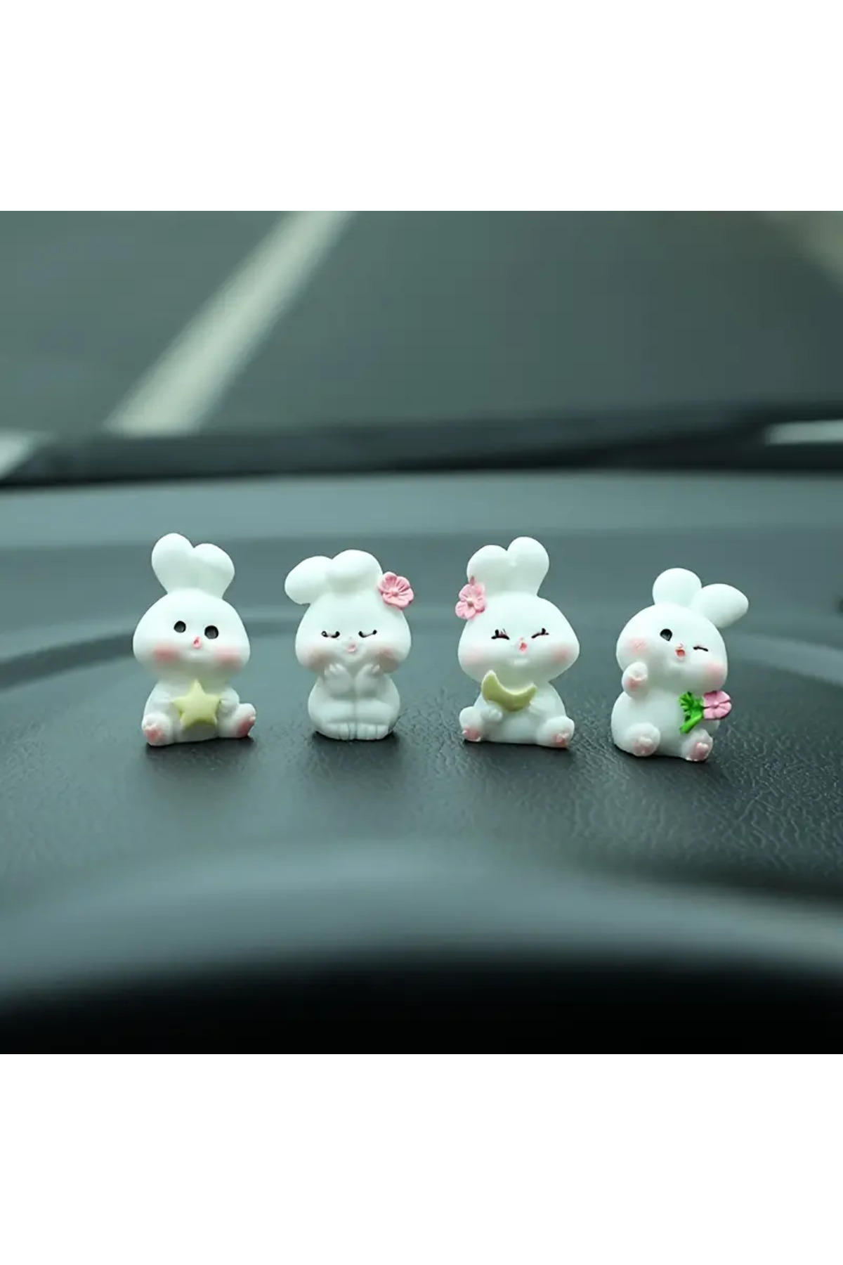 4'lü Mini Tavşan Araba Süsü Ayna Torpido Araç Süsü - Görsel 5