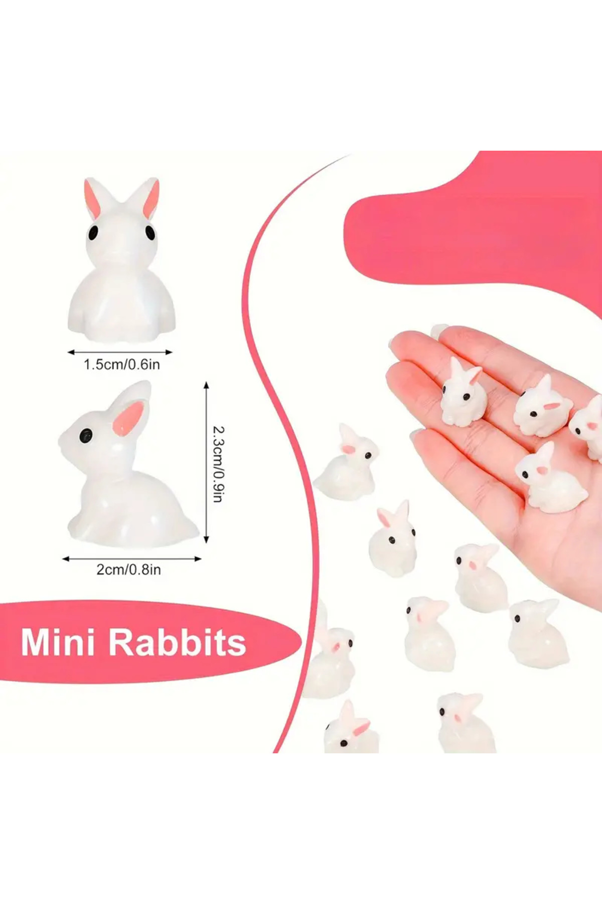 3'lü Mini Tavşan Set Teraryum Obje Sukulent Teraryum Süs Saksı Süs Minyatür Obje Aksesuar - Görsel 3