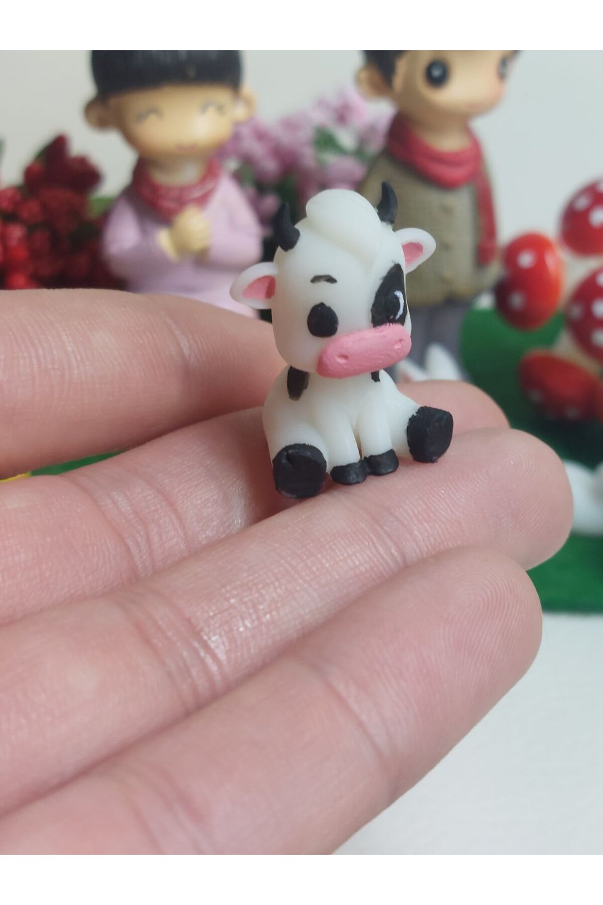 Mini Oturan Inek Boğa Teraryum Objeleri Teraryum Süsleri Saksı Süsleri Minyatür Obje Aksesuar - Görsel 3