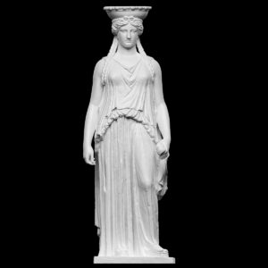 Antik Akropolis Erechtheion'daki Karyatid Büst Heykel Biblo 15cm