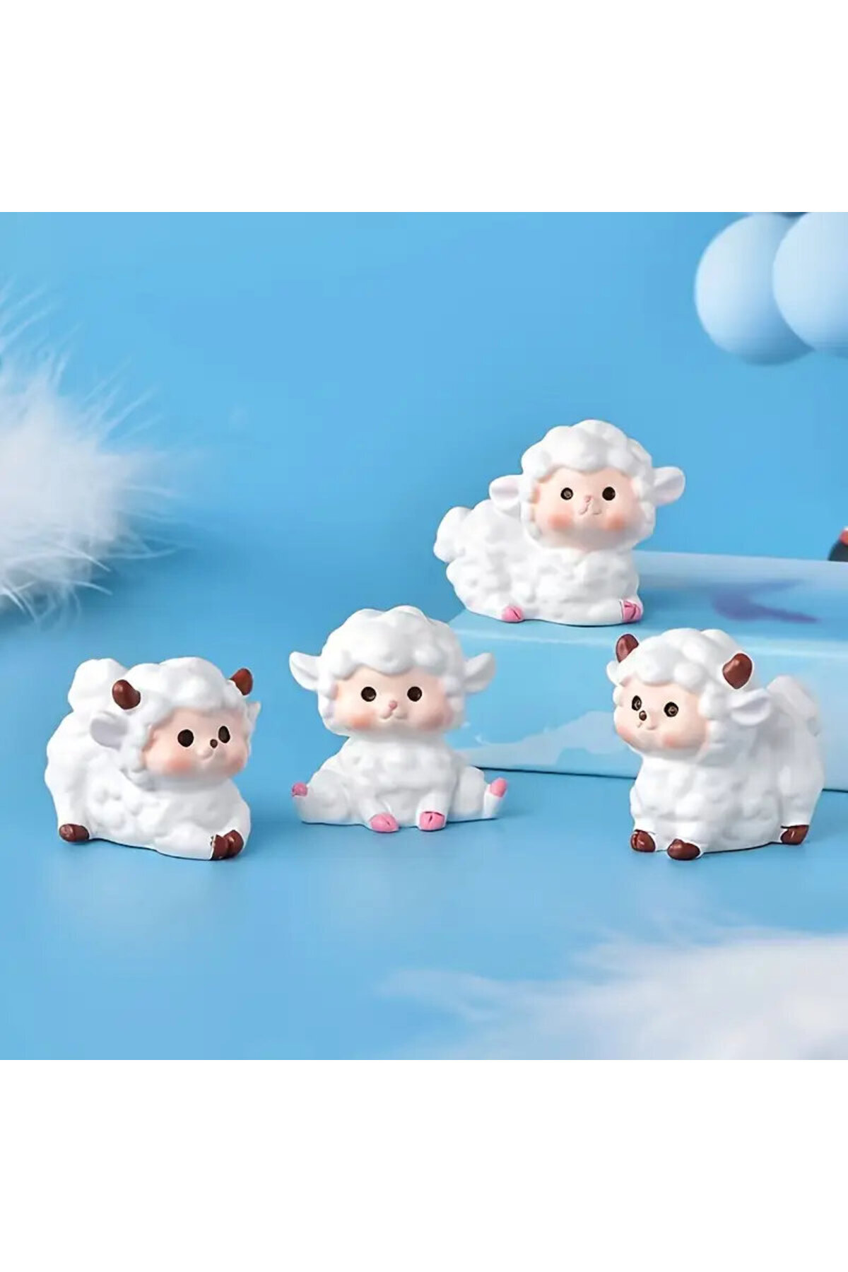 4'Lü Mini Koyun Araba Süsü Ayna Torpido Araç Süsü Aksesuar - Görsel 3